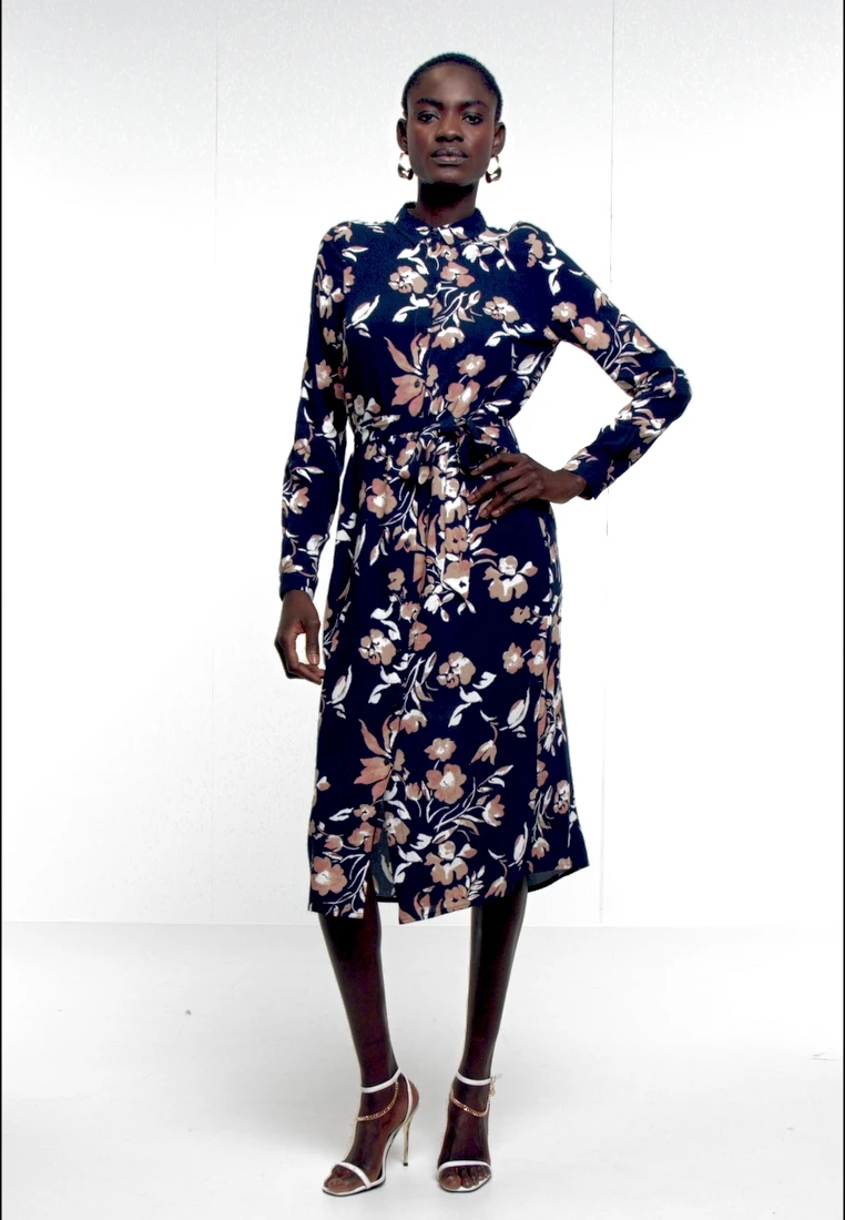 Vero Moda Tall VMANNA CALF SHIRT DRESS - Blusenkleid - Navy Blazer 2 Vero Moda Tall VMANNA CALF SHIRT DRESS - Blusenkleid - Navy Blazer – Bild 2