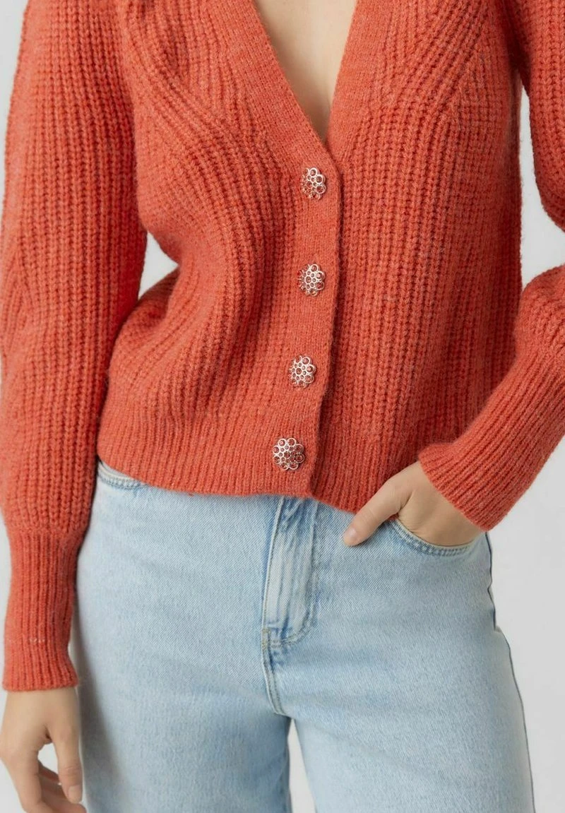Vero Moda VMELKE V-NECK - Strickjacke - Orange 4 Vero Moda VMELKE V-NECK - Strickjacke - Orange – Bild 4