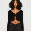 Vero Moda VMGLORY TIE STRING - Strickjacke - Black