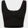 Vero Moda Petite VMRIVA CROP TOP - Top - Black