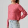 Vero Moda VMMALVA LS O-NECK - Strickpullover - Hot Pink