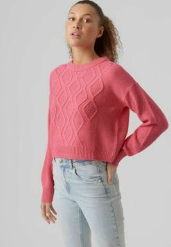 Vero Moda VMMALVA LS O-NECK - Strickpullover - Hot Pink