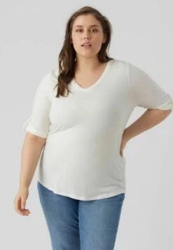 Vero Moda Curve CURVE OBERTEIL - Langarmshirt - Snow White