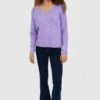 Vero Moda VMCREWLEFILE LS V-NECK - Strickpullover - Viola