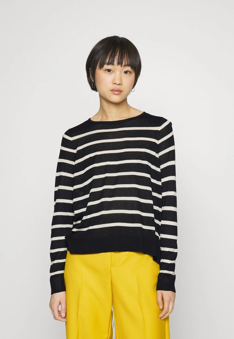 Vero Moda Petite VMNOVA O NECK - Strickpullover - Black/birch 1 Vero Moda Petite VMNOVA O NECK - Strickpullover - Black/birch