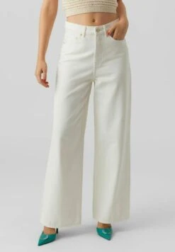 Vero Moda HIGH WAIST - Flared Jeans - Snow White