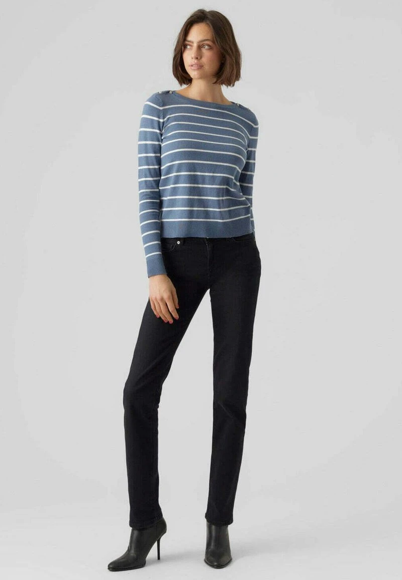 Vero Moda VMALMA LS BOATNECK BUTTON BOO - Sweatshirt - China Blue Snow White 2 Vero Moda VMALMA LS BOATNECK BUTTON BOO - Sweatshirt - China Blue Snow White – Bild 2