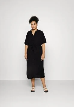 Vero Moda Curve VMMENNY CALF SHIRT DRESS - Freizeitkleid - Black Solid