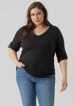 Vero Moda Curve CURVE OBERTEIL - Langarmshirt - Black