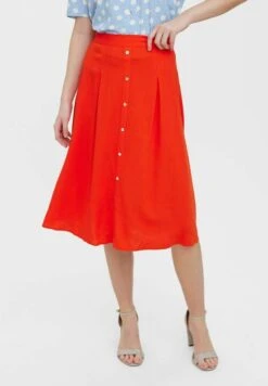 Vero Moda VMJESMILO CALF SKIRT - A-Linien-Rock - Spicy Orange