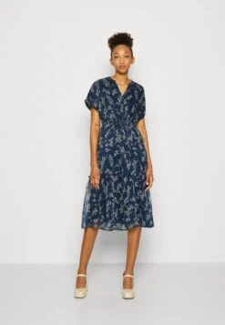 Vero Moda VMSMILLA V NECK CALF DRESS - Blusenkleid - Night Sky/vega