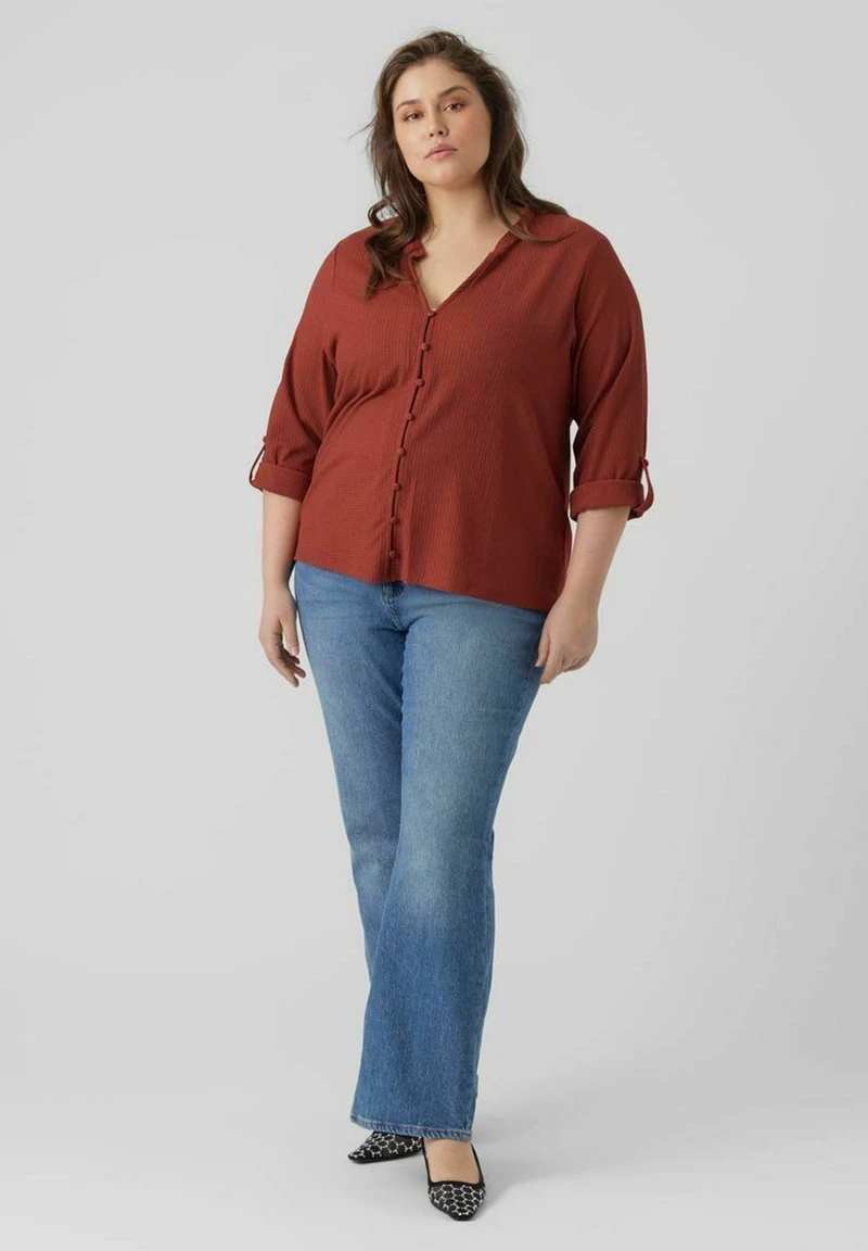 Vero Moda Curve Hemdbluse - Madder Brown 2 Vero Moda Curve Hemdbluse - Madder Brown – Bild 2