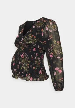VMMROSA V-NECK SMOCK - Bluse - Black/pink -Vero Moda Verkäufe 7772a76fc3474045bdd00fbf71f6c149