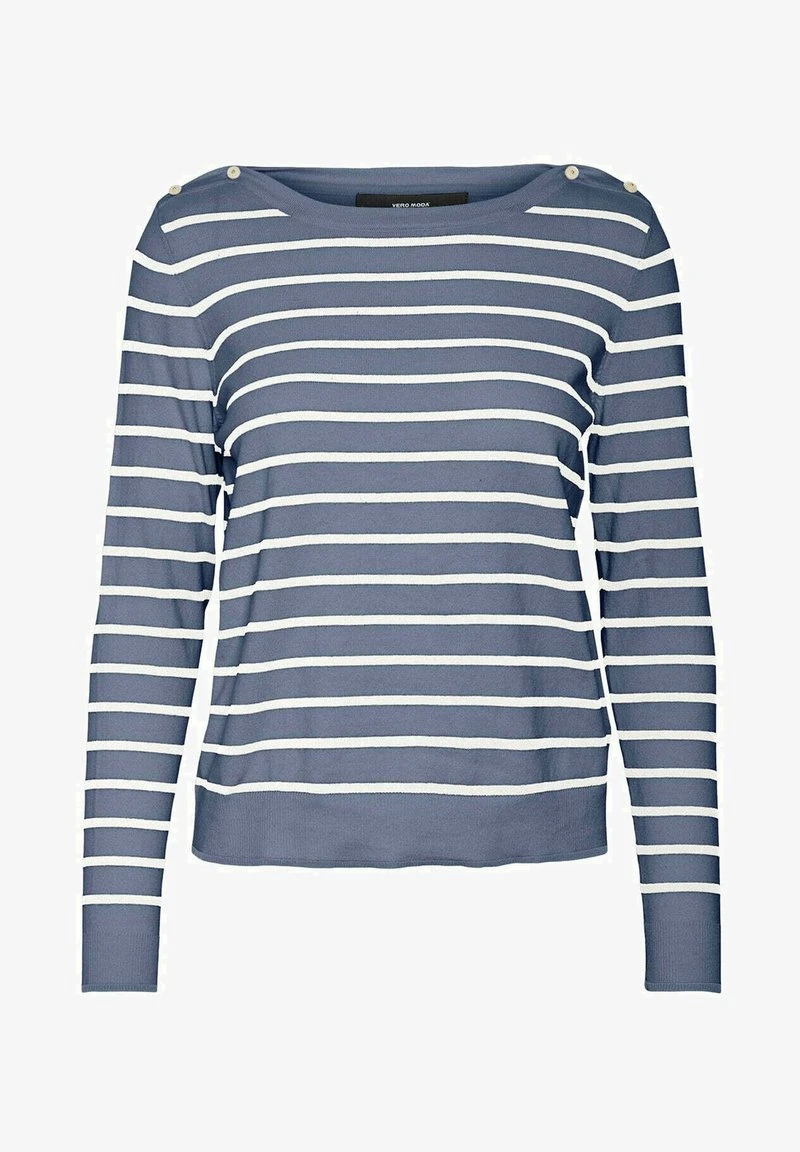 Vero Moda VMALMA LS BOATNECK BUTTON BOO - Sweatshirt - China Blue Snow White 5 Vero Moda VMALMA LS BOATNECK BUTTON BOO - Sweatshirt - China Blue Snow White – Bild 5