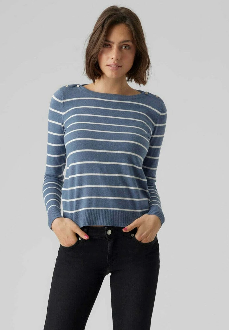 Vero Moda VMALMA LS BOATNECK BUTTON BOO - Sweatshirt - China Blue Snow White 6 Vero Moda VMALMA LS BOATNECK BUTTON BOO - Sweatshirt - China Blue Snow White – Bild 6