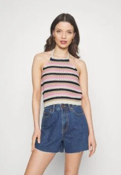 Vero Moda Petite VMSHAJI HALTERNECK - Top - Birch/bonbon/navy Blazer/irish Cream