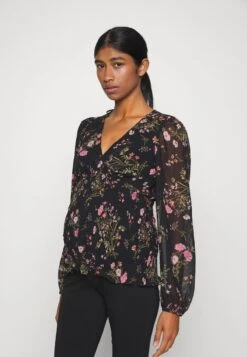 VMMROSA V-NECK SMOCK - Bluse - Black/pink -Vero Moda Verkäufe 8c9fa71fb4914a698245cca51662e1db 1