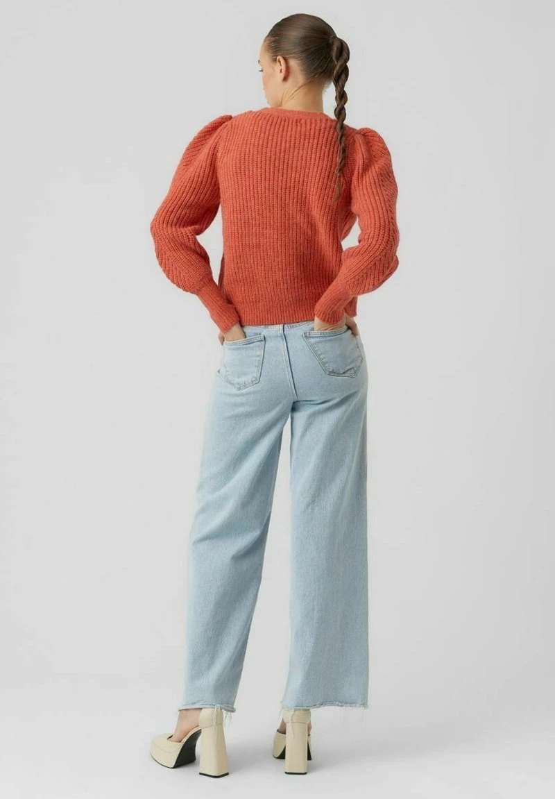 Vero Moda VMELKE V-NECK - Strickjacke - Orange 3 Vero Moda VMELKE V-NECK - Strickjacke - Orange – Bild 3