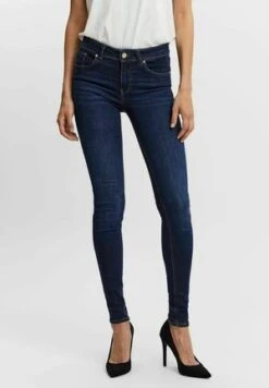 Vero Moda MID RISE - Jeans Skinny Fit - Dark Blue Denim -Vero Moda Verkäufe b1e7f84a9d434ade97ffd2ff2e06ffd6