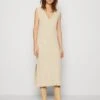 VMDAGNY VNECK CALF DRESS - Strickkleid - Oatmeal