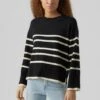 Vero Moda VMSABA LS O-NECK STRIPE GA NOOS - Strickpullover - Black