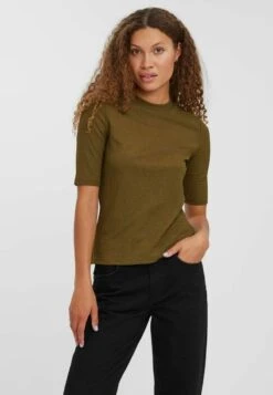 Vero Moda HIGH NECK - T-Shirt Print - Dark Olive