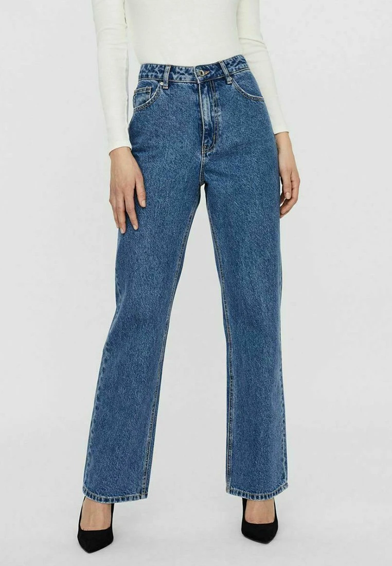 Vero Moda Jeans Straight Leg - Medium Blue Denim 1 Vero Moda Jeans Straight Leg - Medium Blue Denim
