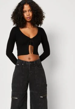 Vero Moda VMGLORY TIE STRING - Strickjacke - Black -Vero Moda Verkäufe c5f81f2faace4e76acee2b65a4c9892c