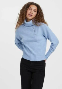 Vero Moda HALF ZIP ROLLKRAGEN - Strickpullover - Cashmere Blue