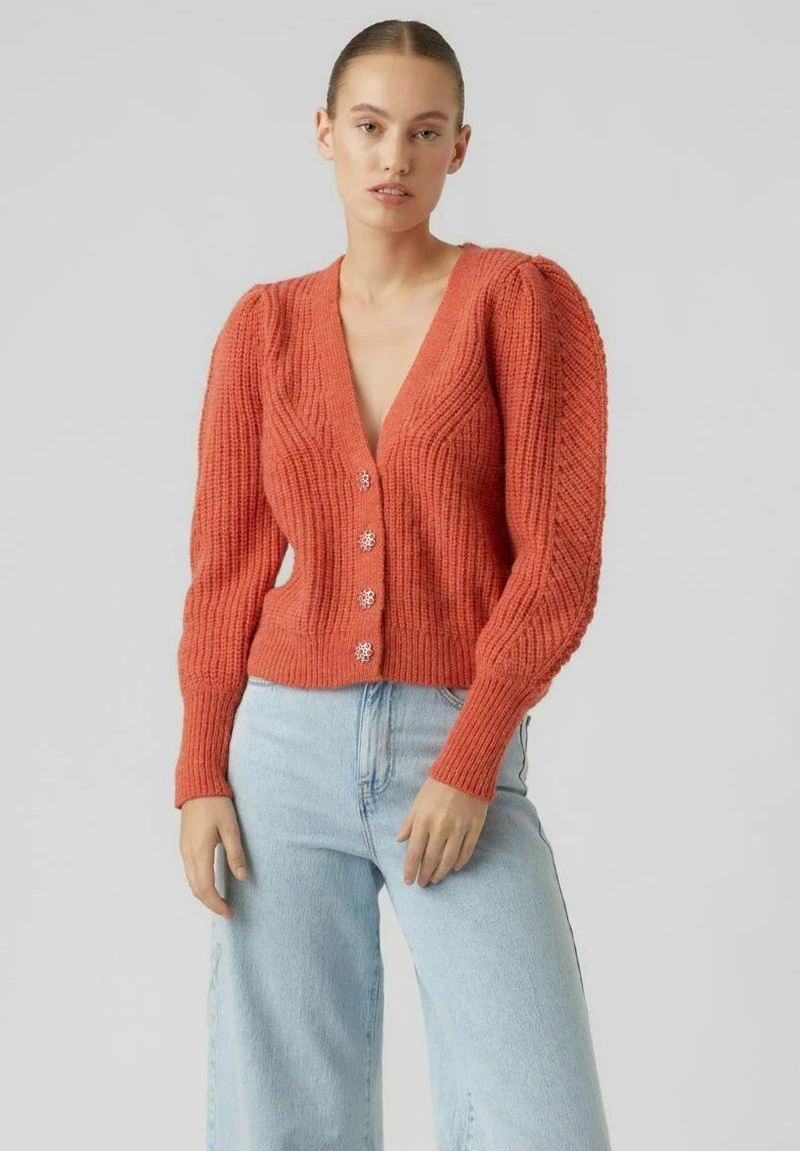 Vero Moda VMELKE V-NECK - Strickjacke - Orange 6 Vero Moda VMELKE V-NECK - Strickjacke - Orange – Bild 6