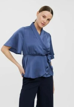 Vero Moda MIT KURZEN ÄRMELN WICKEL - T-Shirt Print - Vintage Indigo