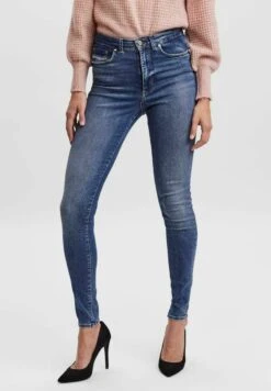 Vero Moda HIGH WAIST - Jeans Skinny Fit - Medium Blue Denim