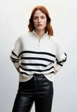 Vero Moda SABA STRIPE HIGHNECK - Strickpullover - Birch Black -Vero Moda Verkäufe f1a9ac4e9ed34570bd82d237851107dd