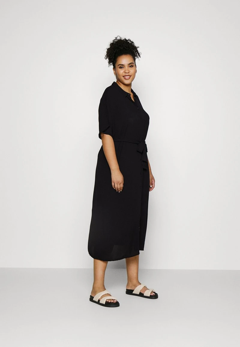 Vero Moda Curve VMMENNY CALF SHIRT DRESS - Freizeitkleid - Black Solid 2 Vero Moda Curve VMMENNY CALF SHIRT DRESS - Freizeitkleid - Black Solid – Bild 2